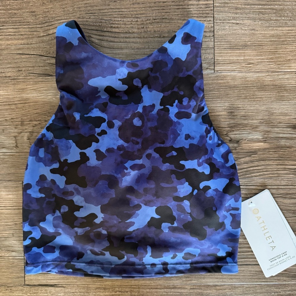 NWT Athleta Camo Conscious CropBikini Top D-DD Freestyle Bottom Swimsuit Size XS - Picture 2 of 5